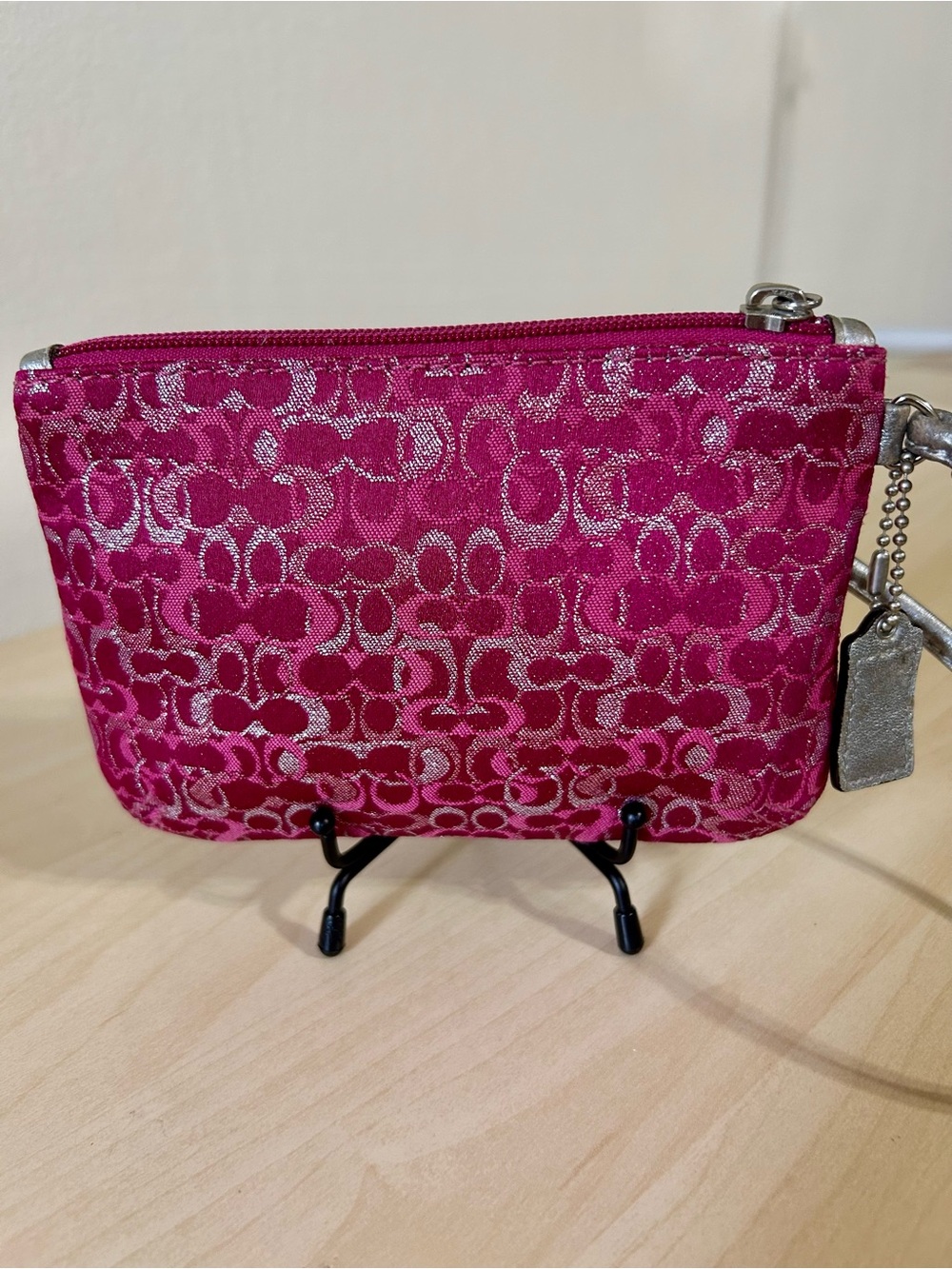 Coach Lurex Metallic Pink Wristlet